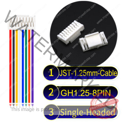 JST GH1.25mm 8-Pin Single-Headed 28AWG PVC Cable