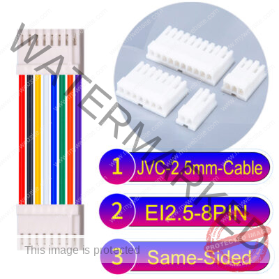 JVC 2.5mm 8-Pin Same-Side-Head 22AWG PVC Cable