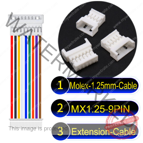 Molex MX1.25mm Picoblade 9-Pin Male Female Extension Cable 28AWG UL1571 Cable