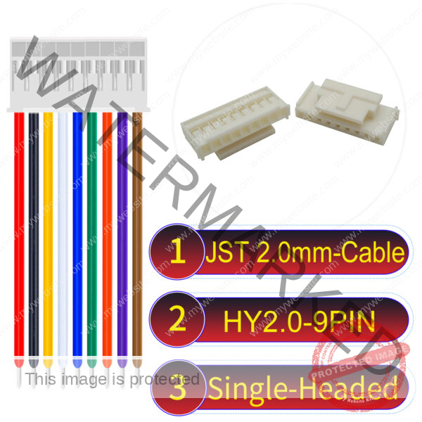 JST HY2.0mm 9-Pin Single-Headed 22AWG PVC Cable