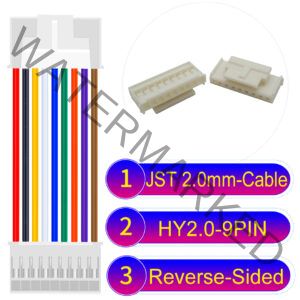 JST HY2.0mm 9-Pin Reverse-Side-Head 22AWG PVC Cable