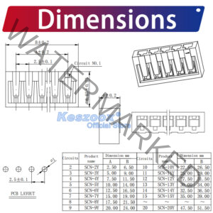 JST SCNR2.5 2.5mm Female housing 2P 3P 4P 5P 6P 7P 8P 9P 10P 12P