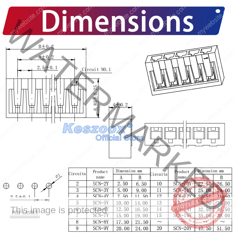 JST SCNR2.5 2.5mm Female housing 2P 3P 4P 5P 6P 7P 8P 9P 10P 12P