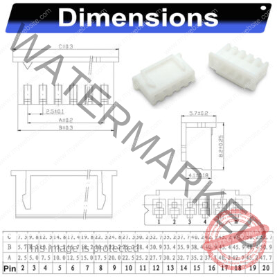 JST XHR2.5 2.5mm male housing 2P 3P 4P 5P 6P 7P 8P 9P 10P 12P