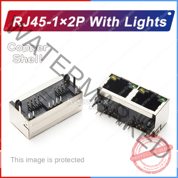 RJ45-1×2P-With-Lights Ethernet Network Connector with Indicator Light