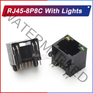 RJ45-8P8C With Lights Black Material Ethernet Network Connector