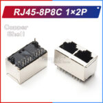 RJ45-8P8C-1×2P Ethernet Network Connector, 8-Pin Dual Port