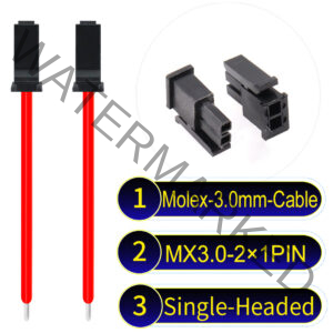 Molex MX3.0mm Dual Row 2×1Pin Male Single-Headed Micro-Fit Cable