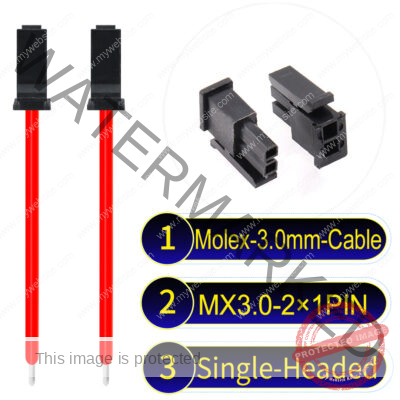 Molex MX3.0mm Dual Row 2×1Pin Male Single-Headed Micro-Fit Cable