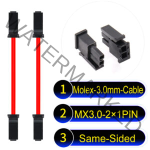 Molex MX3.0mm Dual Row 2×1Pin Male Single-Headed Micro-Fit Cable