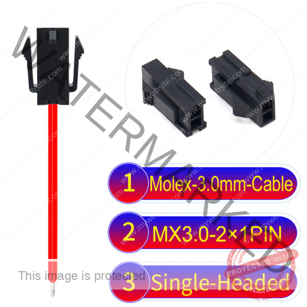 Molex MX3.0mm Dual Row 2×1Pin Female Single-Headed Micro-Fit Cable