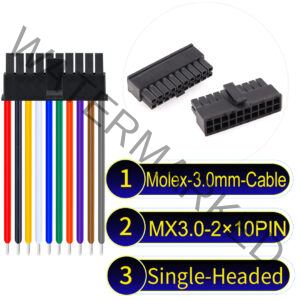 Molex MX3.0mm Dual Row 2×10Pin Male Single-Headed Micro-Fit Cable