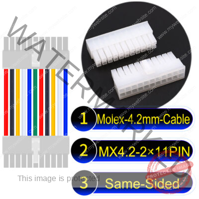 Molex MX4.2mm Dual Row 2×11Pin Mini-Fit Jr Male Same-Side-Head Cable