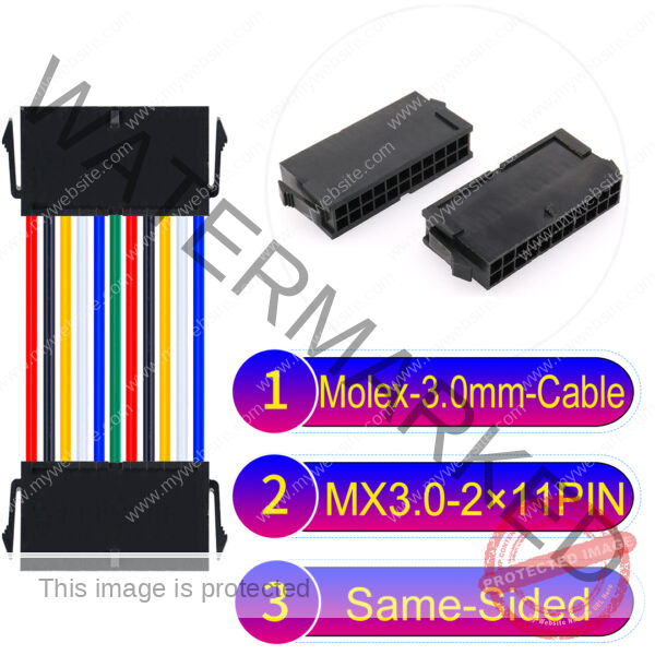 Molex MX3.0mm Dual Row 2×11Pin Female Same-Side-Head Micro-Fit Cable