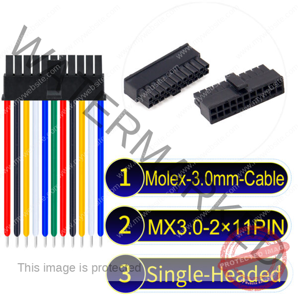 Molex MX3.0mm Dual Row 2×11Pin Male Single-Headed Micro-Fit Cable