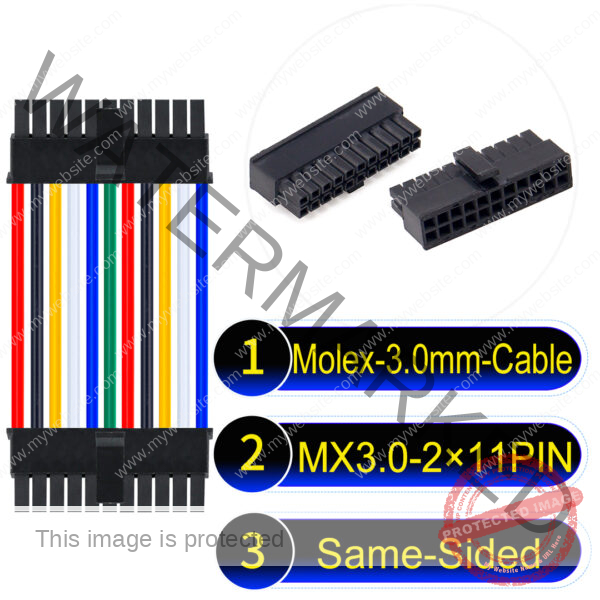 Molex MX3.0mm Dual Row 2×11Pin Male Single-Headed Micro-Fit Cable
