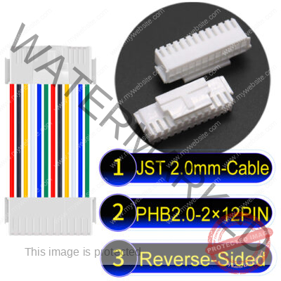 JST PHB2.0 Dual Row with Belt Lock 2×12PinReverse-Side-Headd Cable