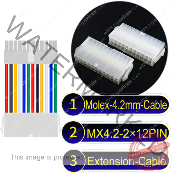 Molex MX4.2mm Dual Row 2×12Pin Mini-Fit Jr Male Female Extension Cable