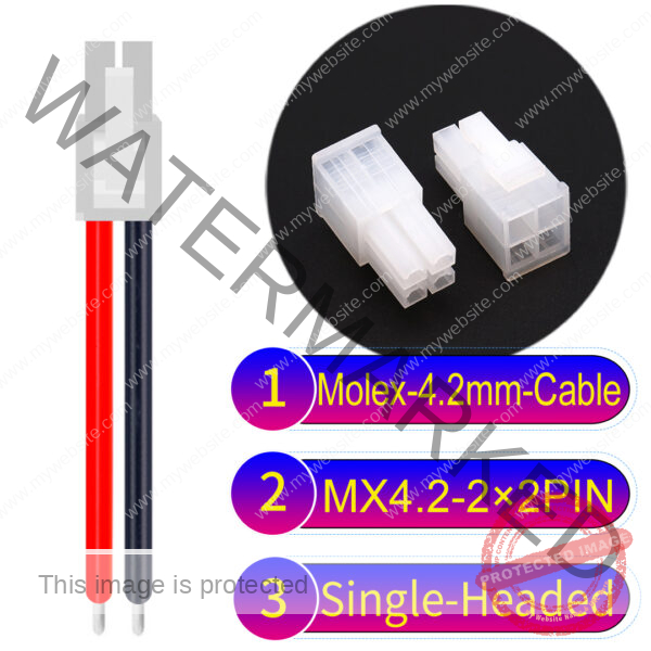 Molex MX4.2mm Dual Row 2×2Pin Mini-Fit Jr Male Single-Headed Cable