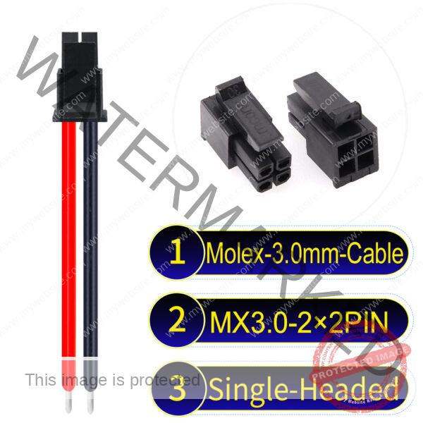 Molex MX3.0mm Dual Row 2×2Pin Male Single-Headed Micro-Fit Cable