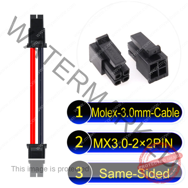 Molex MX3.0mm Dual Row 2×2Pin Male Single-Headed Micro-Fit Cable