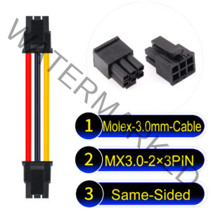 Molex MX3.0mm Dual Row 2×3Pin Male Single-Headed Micro-Fit Cable