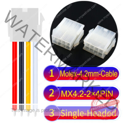 Molex MX4.2mm Dual Row 2×4Pin Mini-Fit Jr Female Single-Headed Cable