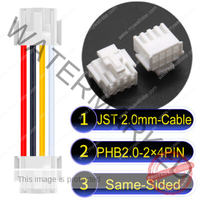 JST PHB2.0 Dual Row with Belt Lock 2×4Pin Same-Side-Head Cable