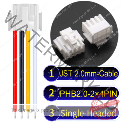 JST PHB2.0 Dual Row with Belt Lock 2×4Pin Single-Headed Cable