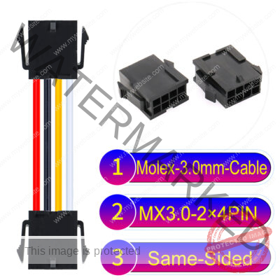 Molex MX3.0mm Dual Row 2×4Pin Female Same-Side-Head Micro-Fit Cable