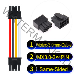 Molex MX3.0mm Dual Row 2×4Pin Male Single-Headed Micro-Fit Cable