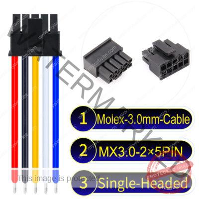 Molex MX3.0mm Dual Row 2×5Pin Male Single-Headed Micro-Fit Cable