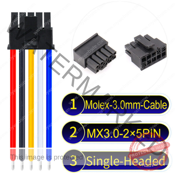 Molex MX3.0mm Dual Row 2×5Pin Male Single-Headed Micro-Fit Cable