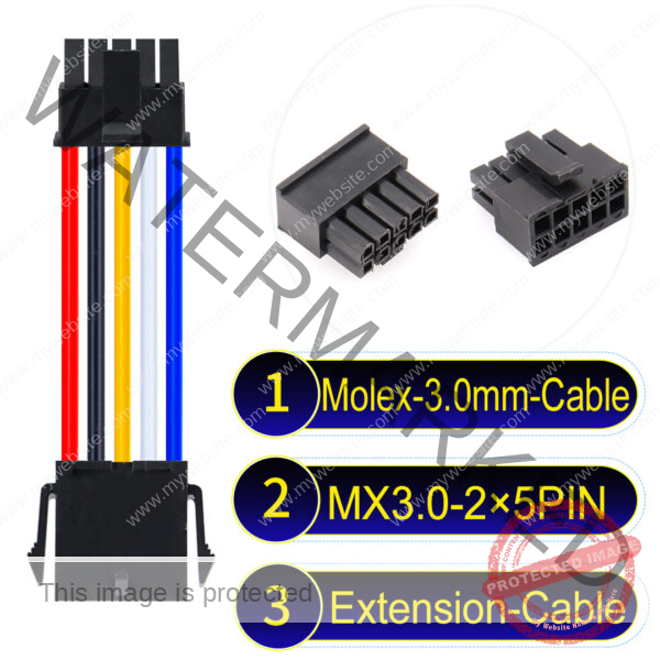 Molex MX3.0mm Dual Row 2×5Pin Male Female Extension Micro-Fit Cable