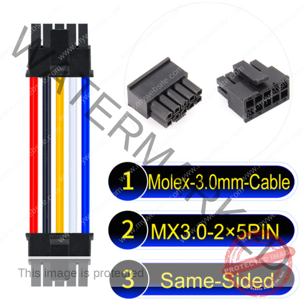 Molex MX3.0mm Dual Row 2×5Pin Male Single-Headed Micro-Fit Cable