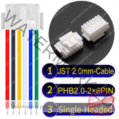 JST PHB2.0 Dual Row with Belt Lock 2×6Pin Single-Headed Cable