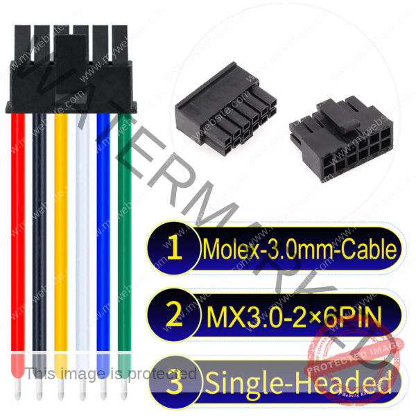 Molex MX3.0mm Dual Row 2×6Pin Male Single-Headed Micro-Fit Cable