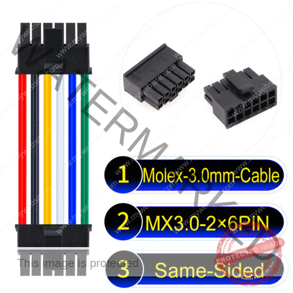 Molex MX3.0mm Dual Row 2×6Pin Male Single-Headed Micro-Fit Cable
