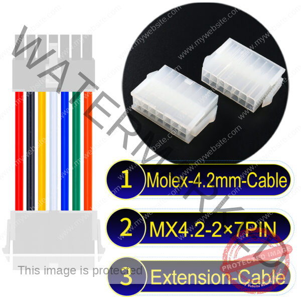 Molex MX4.2mm Dual Row 2×7Pin Mini-Fit Jr Male Female Extension Cable