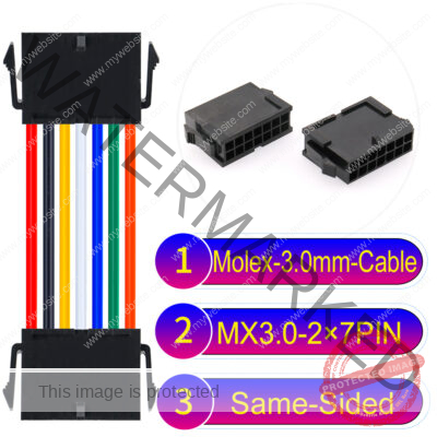 Molex MX3.0mm Dual Row 2×7Pin Female Same-Side-Head Micro-Fit Cable