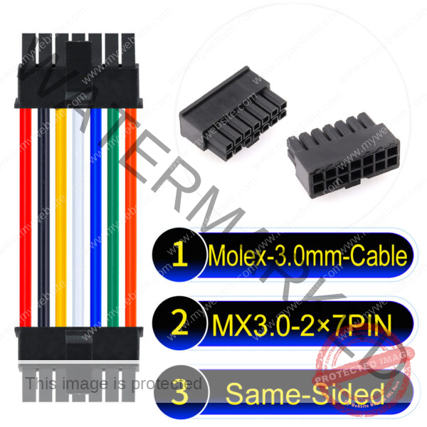 Molex MX3.0mm Dual Row 2×7Pin Male Single-Headed Micro-Fit Cable