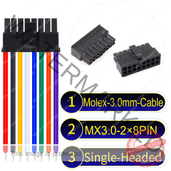 Molex MX3.0mm Dual Row 2×8Pin Male Single-Headed Micro-Fit Cable