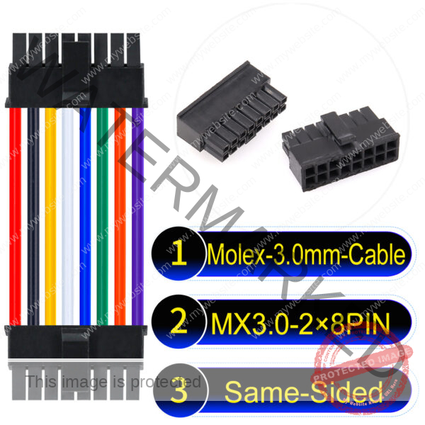 Molex MX3.0mm Dual Row 2×8Pin Male Single-Headed Micro-Fit Cable
