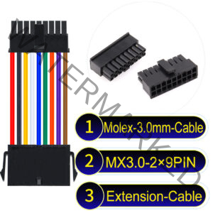 Molex MX3.0mm Dual Row 2×9Pin Male Female Extension Micro-Fit Cable