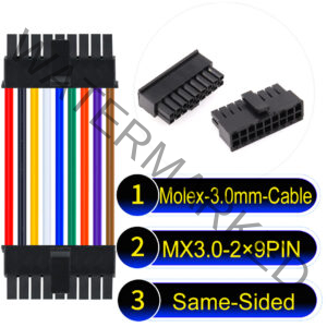 Molex MX3.0mm Dual Row 2×9Pin Male Single-Headed Micro-Fit Cable