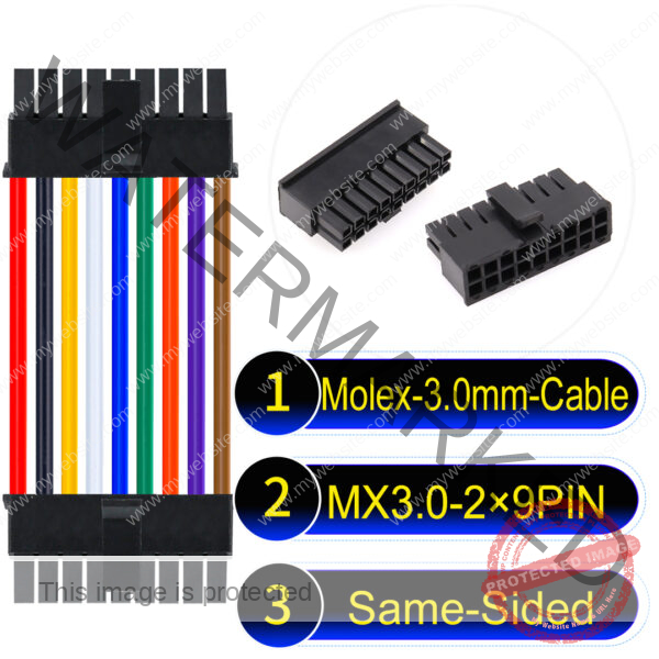 Molex MX3.0mm Dual Row 2×9Pin Male Single-Headed Micro-Fit Cable