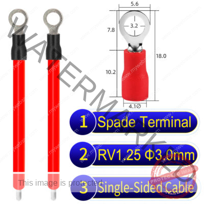 RV1.25 3mm Single-Headed ring terminal 18AWG insulated cable Red connector