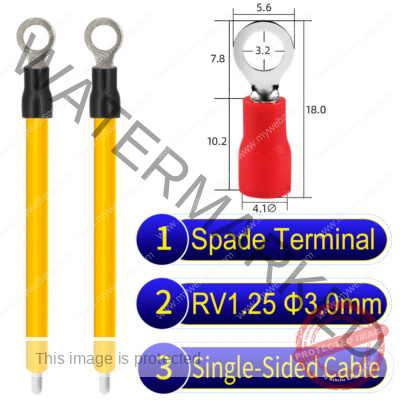 RV1.25 3mm Single-Headed ring terminal 18AWG insulated cable Yellow connector