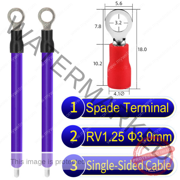 RV1.25 3mm Single-Headed ring terminal 18AWG insulated cable Purple connector