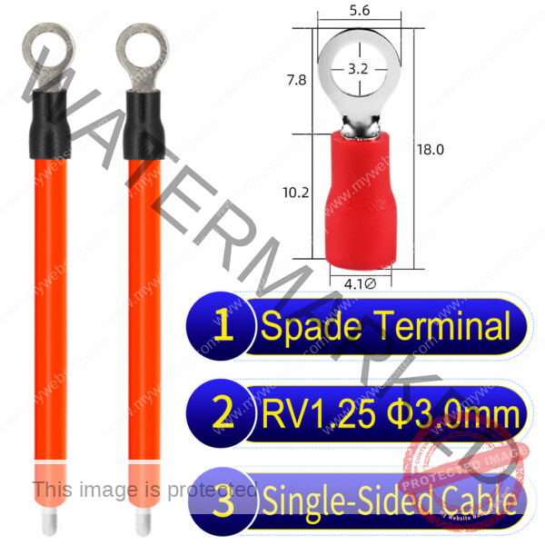 RV1.25 3mm Single-Headed ring terminal 18AWG insulated cable Orange connector